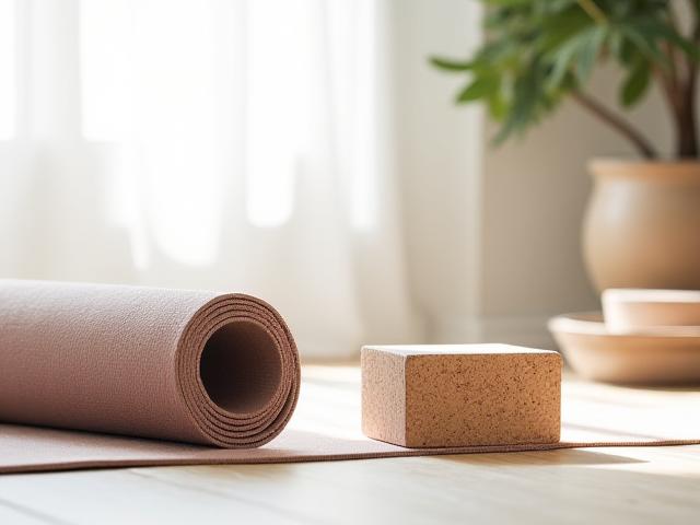 Attrezzatura da yoga minimalista, come un tappetino e un blocco