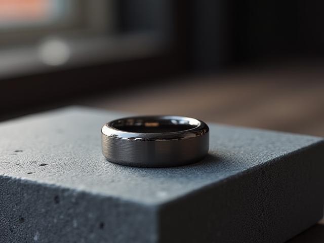 Un anello Oura di ultima generazione su una superficie pulita